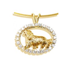 14K Gold Cavalier King Charles in Gemstone Oval - ONE of a KIND