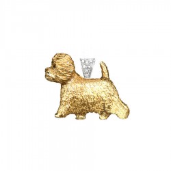 14K Gold Large West Highland White Terrier with 14K White Gold Diamond Pavé Bail