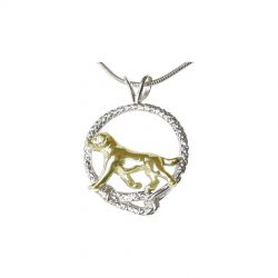 14K Gold Trotting Labrador Retriever in Sterling Silver Leash