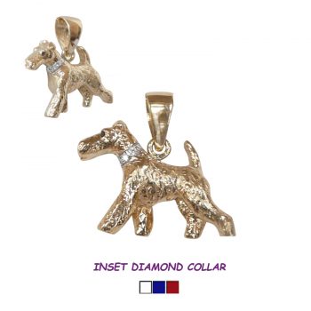 Striking Antique Style Wire Fox Terrier in 14K Gold with Inset Diamond Collar