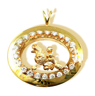 One of a Kind 14K Gold Poodle in Diamond Shadow Box
