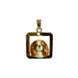 Cavalier King Charles Head with Enamel Artwork on Open Square