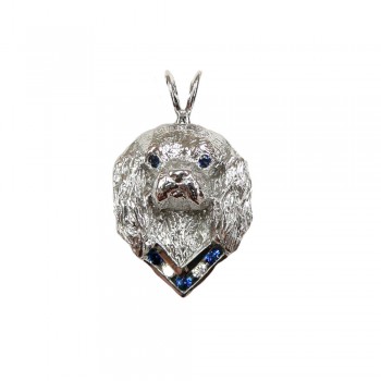 14K Gold Large Cavalier King Charles Spaniel Head with Gemstone Collar