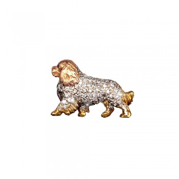 14K Gold Large Trotting Cavalier King Charles Spaniel Pavé in Diamonds