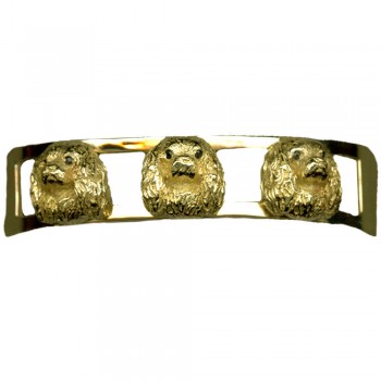 14K Gold Cavalier King Charles Cuff Bracelet Featuring Cavalier Heads with Black Diamond Eyes