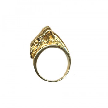 Airedale Terrier Head Wrap Ring in 14K Gold or Sterling Silver with Black Diamond Eyes