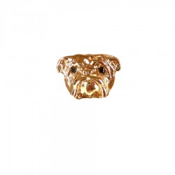 Large Bulldog Head with Black Diamond Eyes in 14K Gold or Sterling Silver