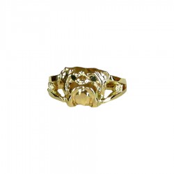 14K Gold or Sterling Silver Bulldog Ring with Precious Gemstones and Black Diamond Eyes