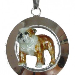 Bulldog with Custom Enamel Artwork in 14K Gold or Sterling Wide Oval
