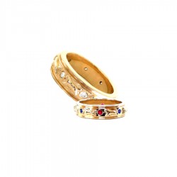 Golden Retriever Eternity Band Ring in 14K Gold with 8 Diamonds