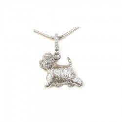 14K Gold West Highland White Terrier with Diamond Bail and Black Diamond Eyes
