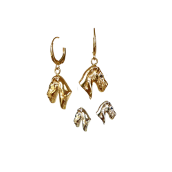14K Gold or Sterling Airedale Earrings with Black Diamond Eye