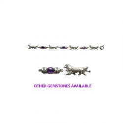 Golden Retriever Bracelet in Sterling Silver with Large Cabochon Amethyst Links