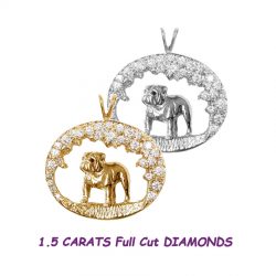 One of a Kind Stunning 14K Gold Diamond Scene with Standing Bulldog