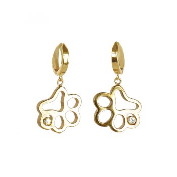 14K Gold Open Paw Earrings with Diamond Accent (Medium Size)