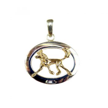 Chinese Crested in Narrow Oval with Sterling Silver or 14K Gold - Rear View