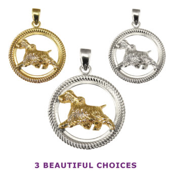 English Springer Spaniel Trotting in Braided Circle Jewelry, Charm, Pendant, Necklace, Memorial