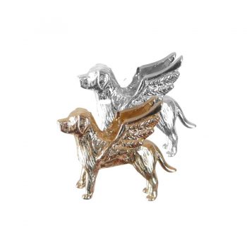 Labrador Retriever Angel Charm with Wings in Solid 14K Gold or Sterling