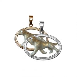 Labrador Retriever with Custom Enamel in 14K Gold or Sterling Double Oval
