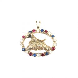 14K Gold Best in Show Gemstone Oval and Surrounds a 3D Sculpture of YOUR Breed