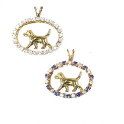 ONE of a KIND 14K Gold Beagle in Tanzanite and Diamond Oval or 5 other Gemstone choices
