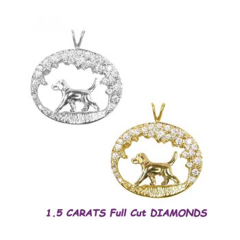 14K Gold Beagle Trotting in Scene with 1.5 carats diamonds