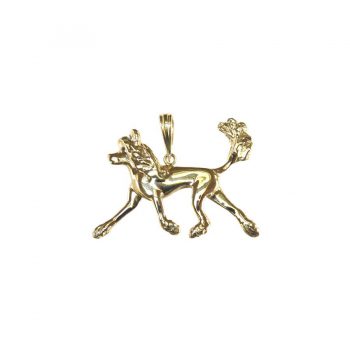 14K Gold or Sterling Silver Extra Large FLAT Trotting Chinese Crested Pendant