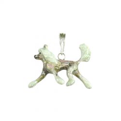 14K Gold or Sterling Silver Large Trotting Chinese Crested Jewelry with Personalized Enamel Artwork