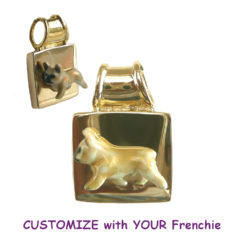 Exquisite Custom Enamel French Bulldog on 14K Gold or Sterling Square