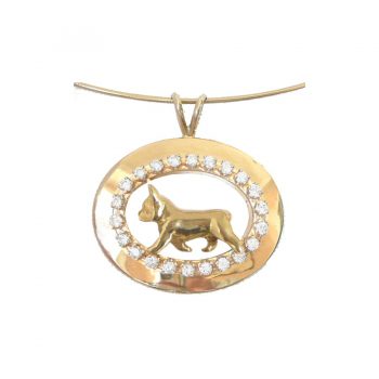 ONE of a KIND 14K Gold French Bulldog in Diamond Shadow Box