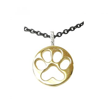 14K Gold Open Paw on Disc Pendant