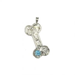 All Sterling Handmade Textured Bone with Blue Topaz- Featured View