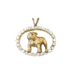 ONE of a KIND 14K Gold Bulldog in Diamond Oval - Featured