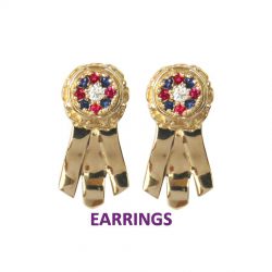 14K Gold Best in Show Ribbon Earrings with Stunning Rosette Top