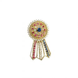 14K Gold Large Best in Show Ribbon with Gemstone Rosette