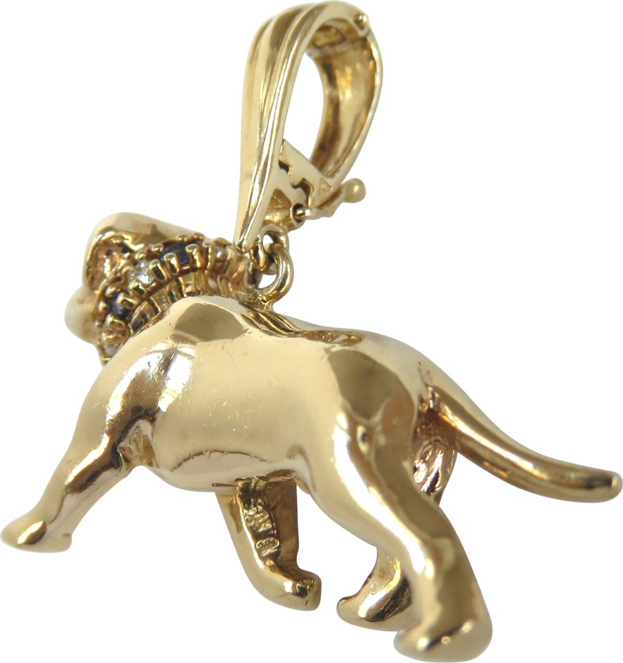 14K Gold Large Trotting Bullmastiff with Genuine Gemstone Collar — The ...