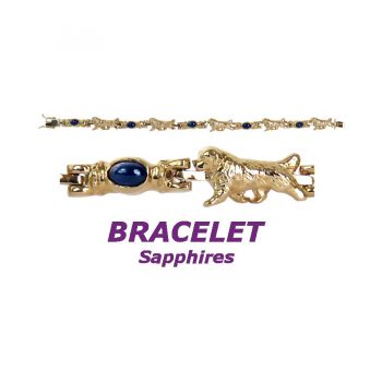 14K Gold Newfoundland Bracelet with Cabochon Sapphire Links