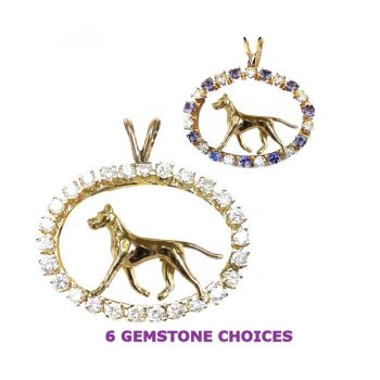 ONE of a KIND 14K Gold Great Dane in Diamond and Tanzanite Oval