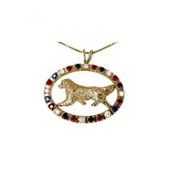 Best in Show Oval in 14K Gold with Diamonds, Rubies, & Sapphires and Featuring YOUR Breed