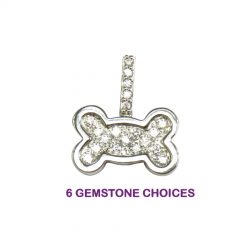 14K Gold Genuine Gemstone Flat Bone Charm