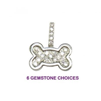14K Gold Genuine Gemstone Flat Bone Charm