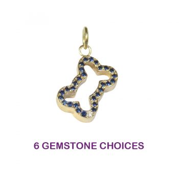 14K Gold Open Bone Charm with Genuine Gemstones