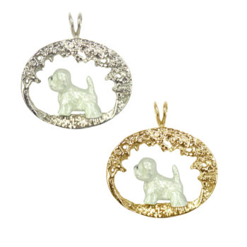 West Highland White Terrier Westie Scene with Our Exclusive Enamel Artwork in Sterling Silver or 14K Gold