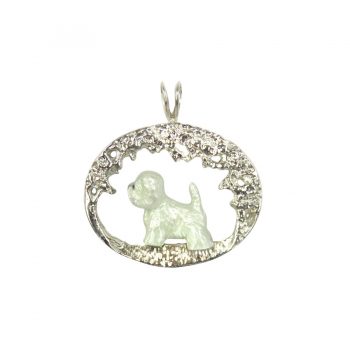Sterling Silver or 14K Gold Westie Scene Pendant Featuring Our Exclusive Enamel Artwork