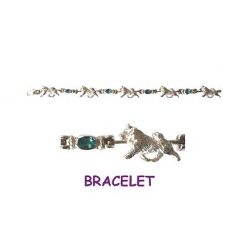Sterling Samoyed Bracelet with Blue Topaz Links