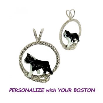 14K Gold or Sterling Boston with Personalized Enamel Artwork