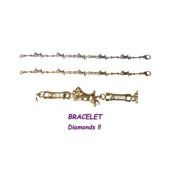 14K Gold Running Norwich Terrier Bracelet with Diamond Links