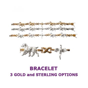 Brittany X-Link Bracelet with Pheasant and 3 options in 14K Gold or Sterling Silver