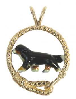 Fabulous Custom Enamel Bernese Mountain Dog Berner in Leash; 14K Gold or Sterling