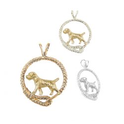 Fabulous Border Terrier in Leash; 14K Gold, Sterling and Combo options